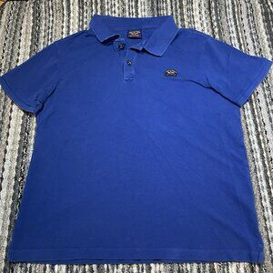 Paul & Shark Yachting Men's Blue Navy Cotton Collar Logo Polo Shirt Size Large